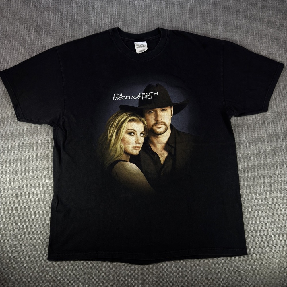 Vintage Tim McGraw Faith Hill Shirt Mens XL Black Soul2Soul Tour 2000 Hanes Tee